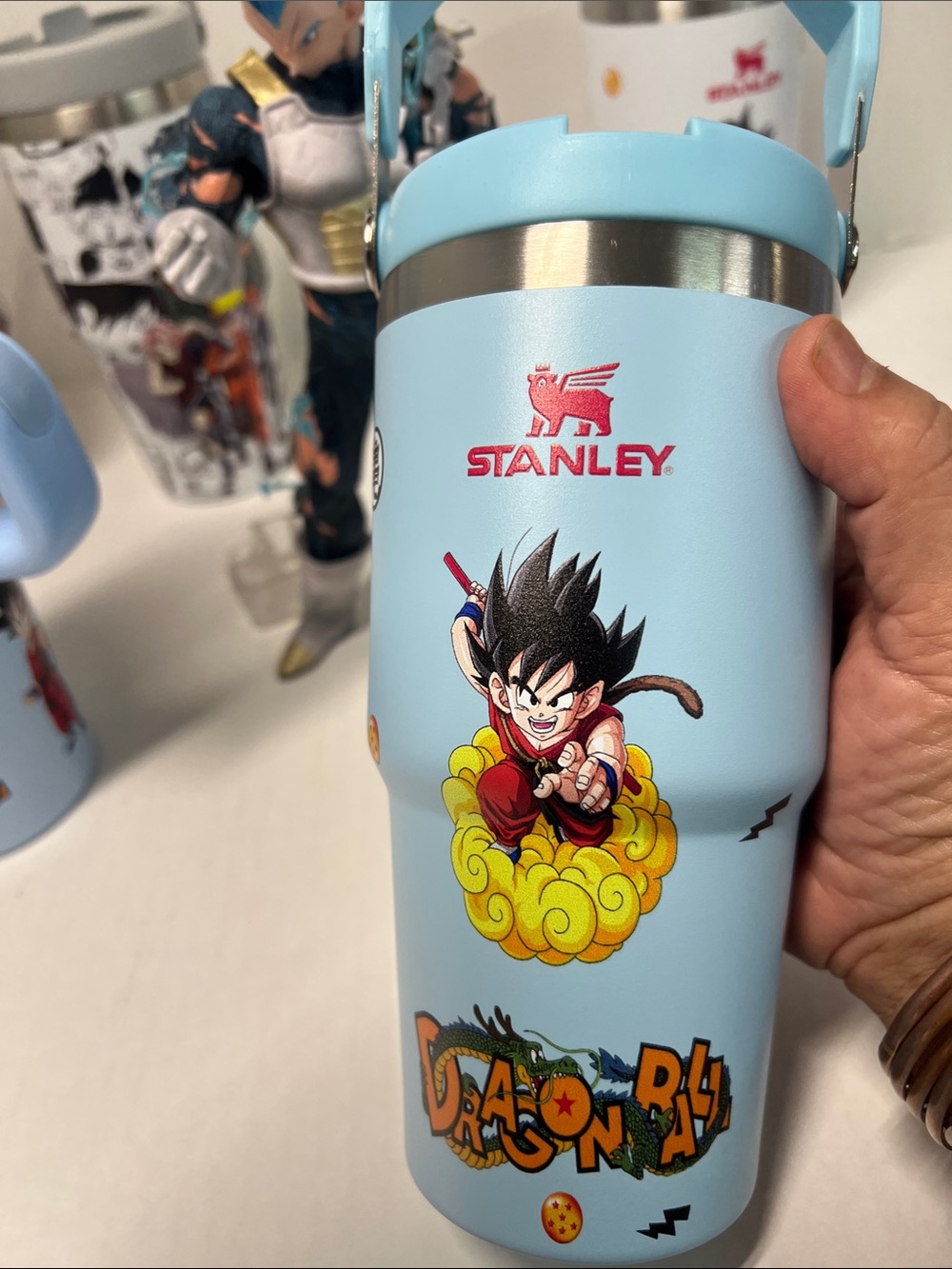 Stanley Light Blue Dragon Ball Kids Bottle with Kid Goku Graphic